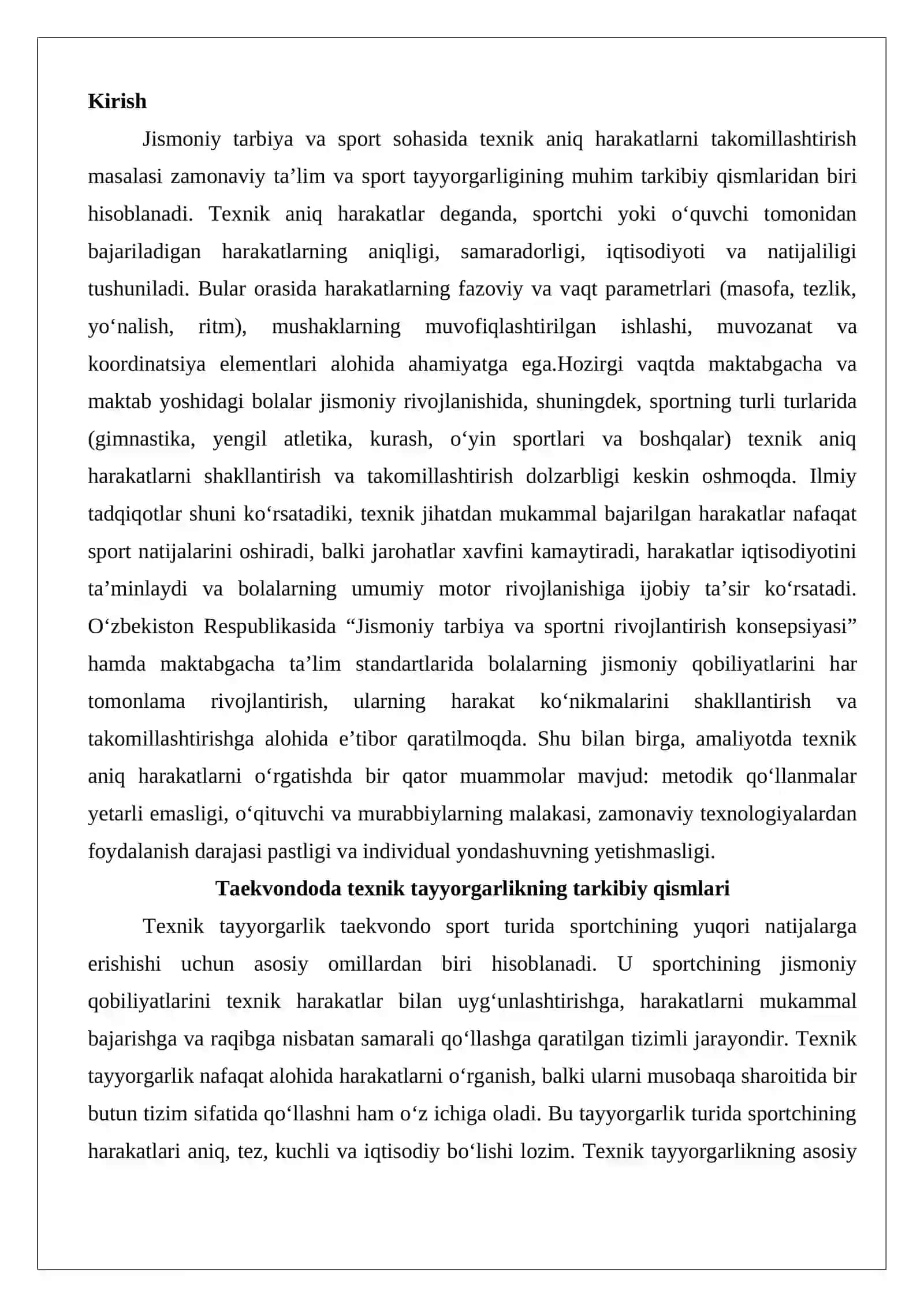 Tarkibiy qismlar. Texnik aniq harakatlarni takomillashtirish 2