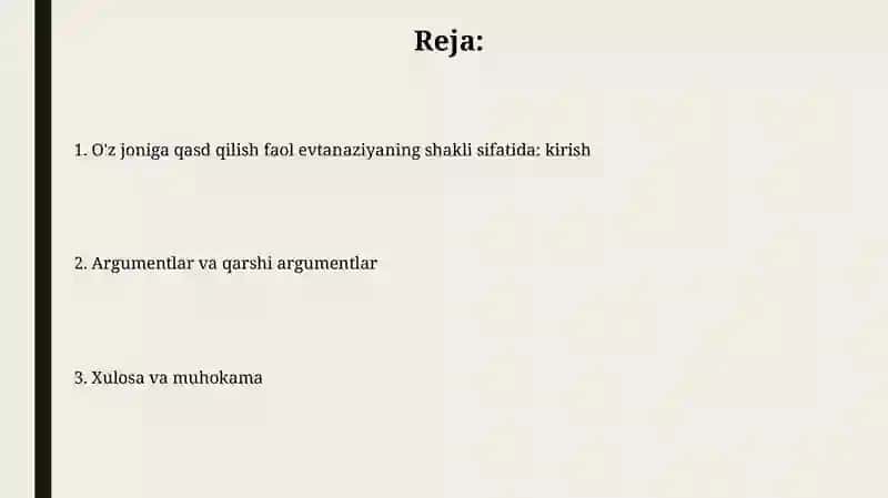 Reja: Muqaddima: Mavzuni ochish 2