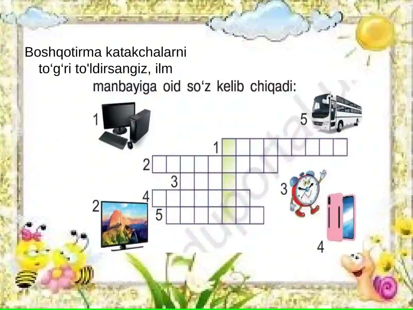 Bo'lim yuzasidan takrorlash. Sinfdan tashqari o'qish 2