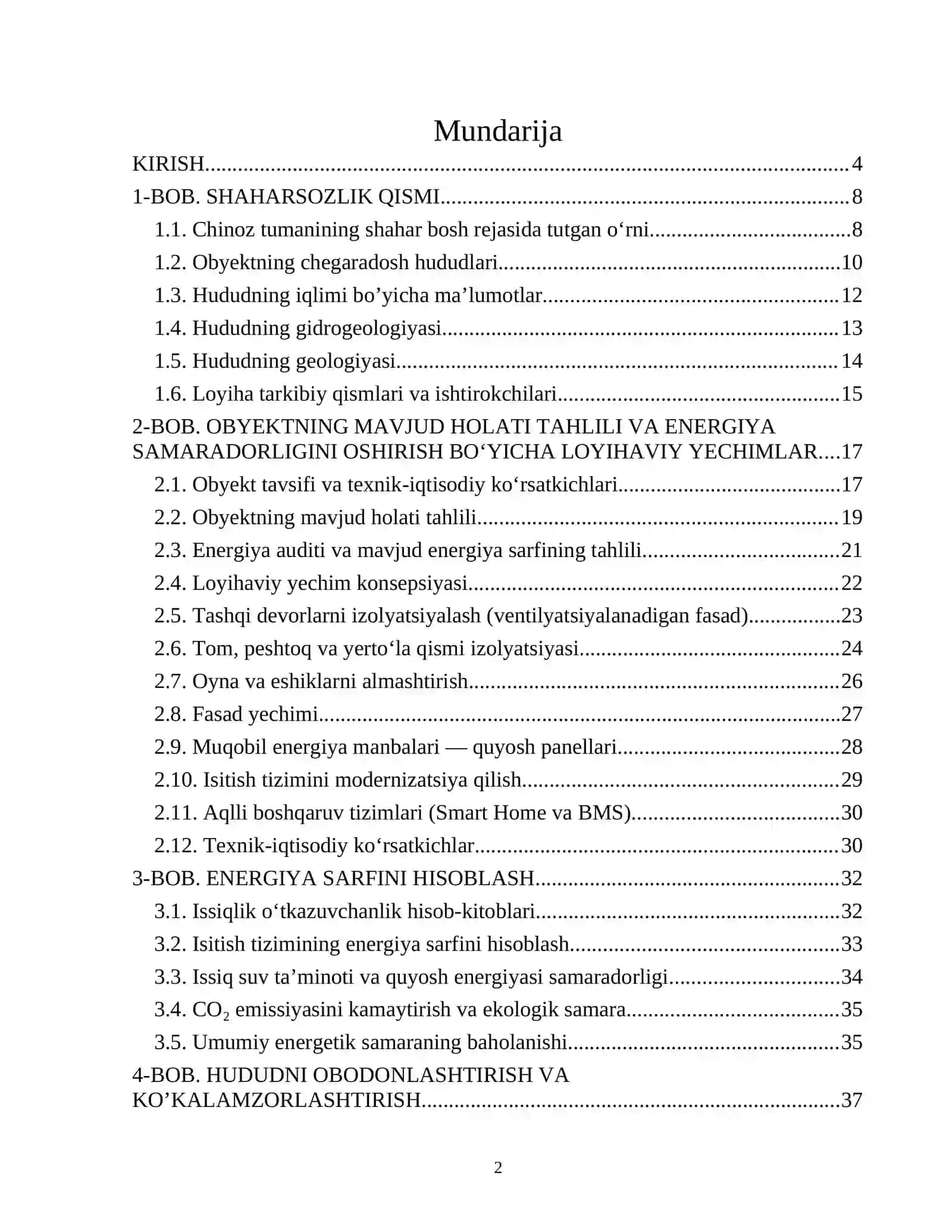 Toshkent viloyati Chinoz tumanidagi koʻp qavatli turar joy binolarini energiya samaradorligini oshirish bo‘yicha loyihaviy taklif 2