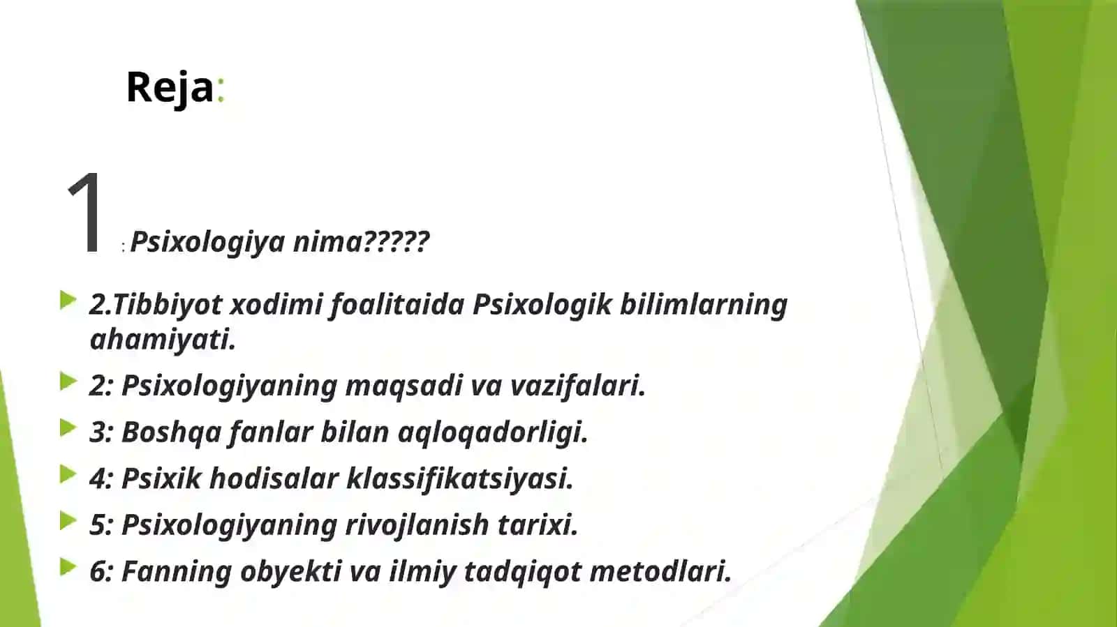 PsixologiyaFaniningPredmetiMaqsadVaVazifalariTibbiyotXodimiFaoliyatidaPsixikBilimlariningAhamiyati 2