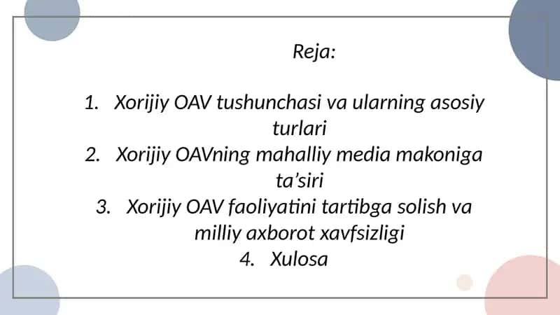 Xorijiy ommaviy axborot vositalarining media makonidagi o'rni 2
