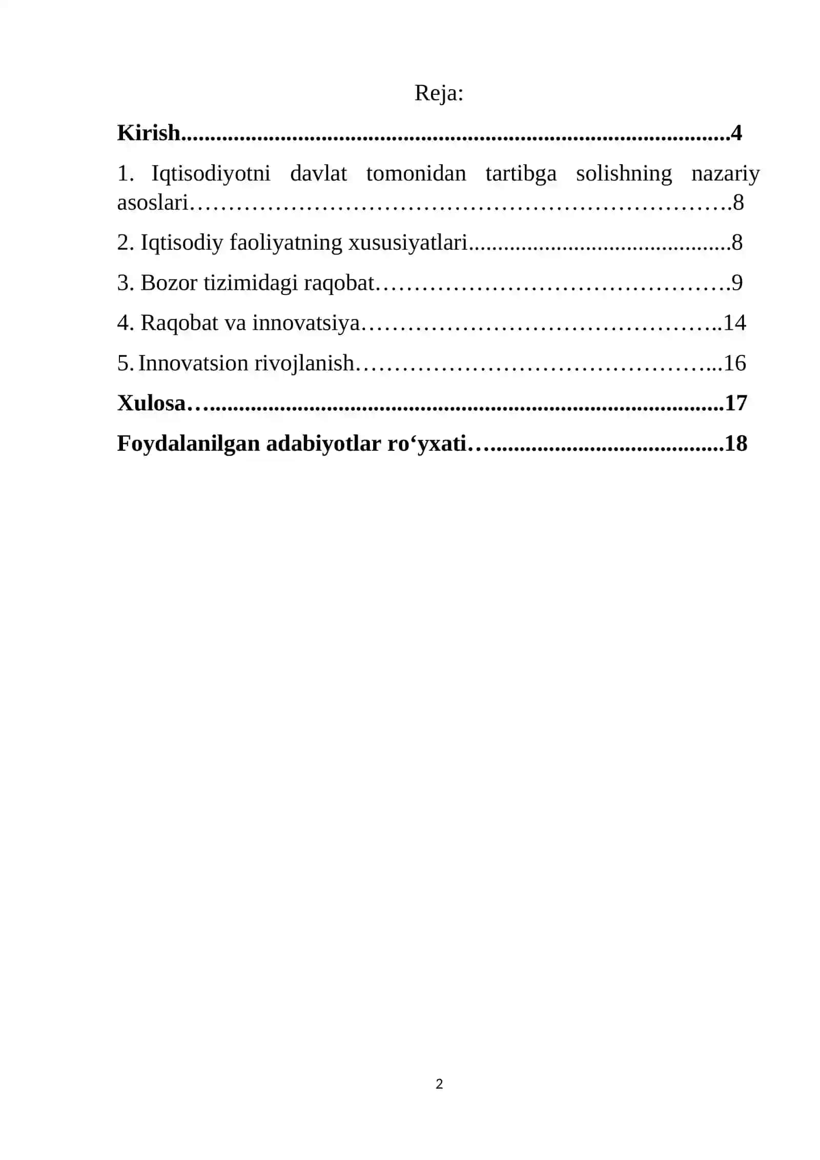 IQTISODIYOT NAZARIYASI KURS ISHI 2