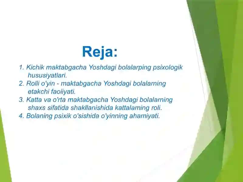 Maktabgacha yoshdagi  bolalar psixik rivojlanishi 2