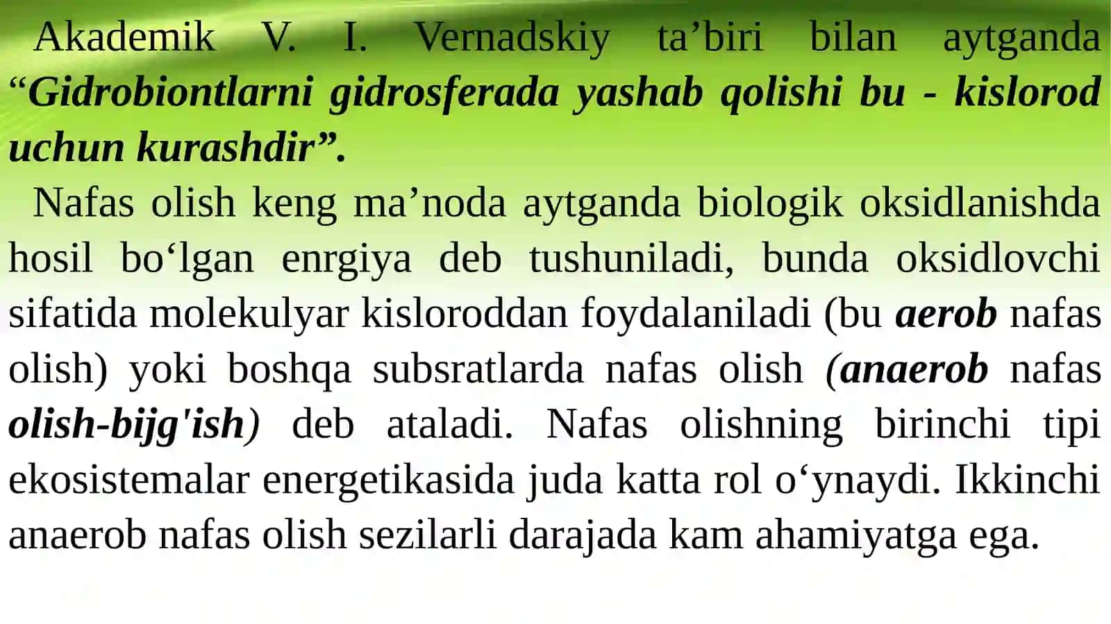 GIDROBIONTLAR HAYOT FAOLIYATINING EKOLOGIKASOSLARIGIDROBIONTLAR NAFAS OLISHI 2