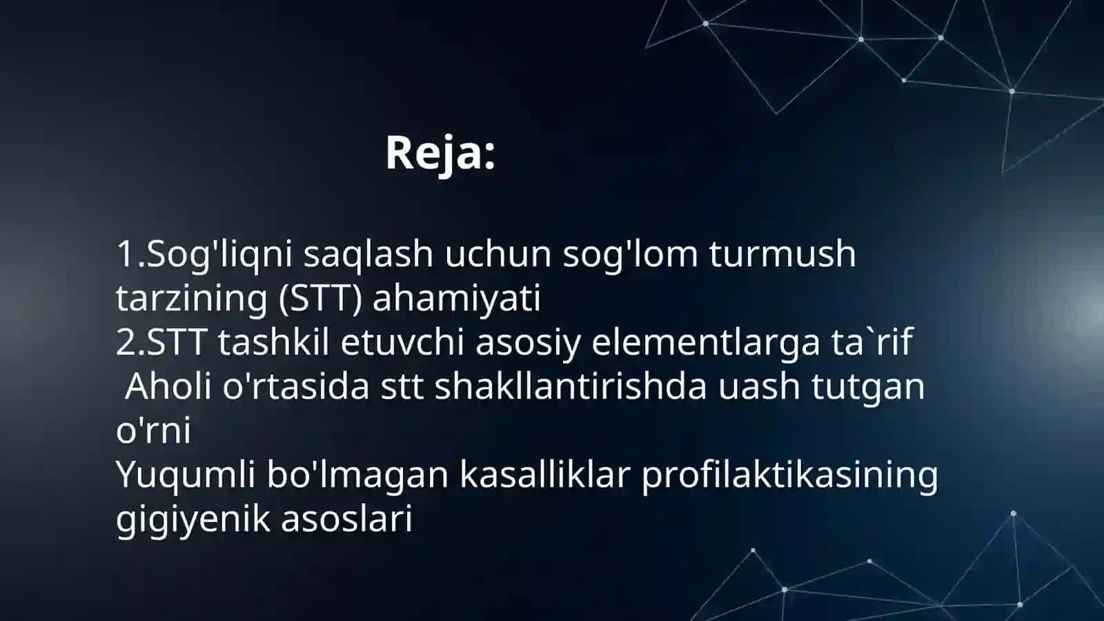 O’z.R. axolisining eng muhim yuqumli bo’lmagan kasalliklari profilaktikasining gigienik jihatlari 2