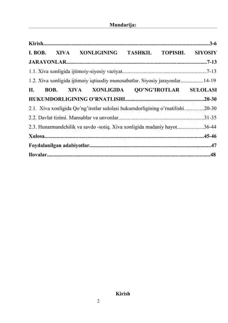 Xiva xonligi Qo‘ng‘irotlar sulolasi davri tarixi 2