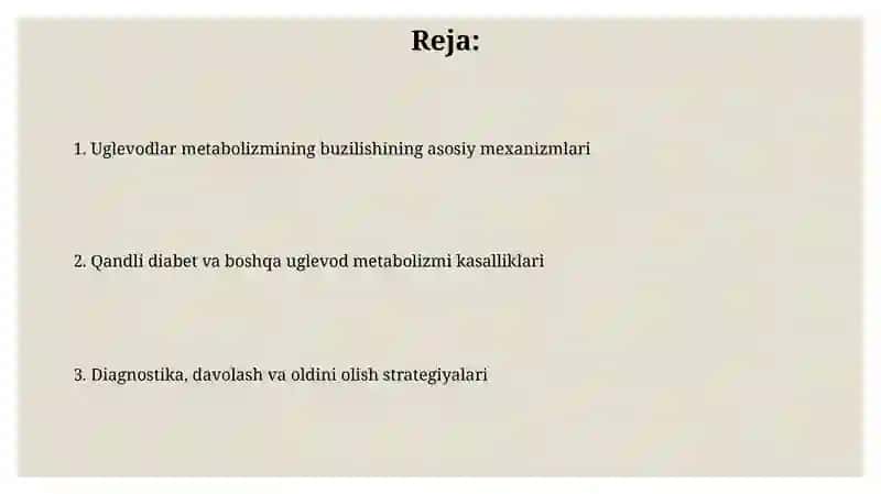 Uglevodlar almashinuvi boshqarilishining buzilishlari 2
