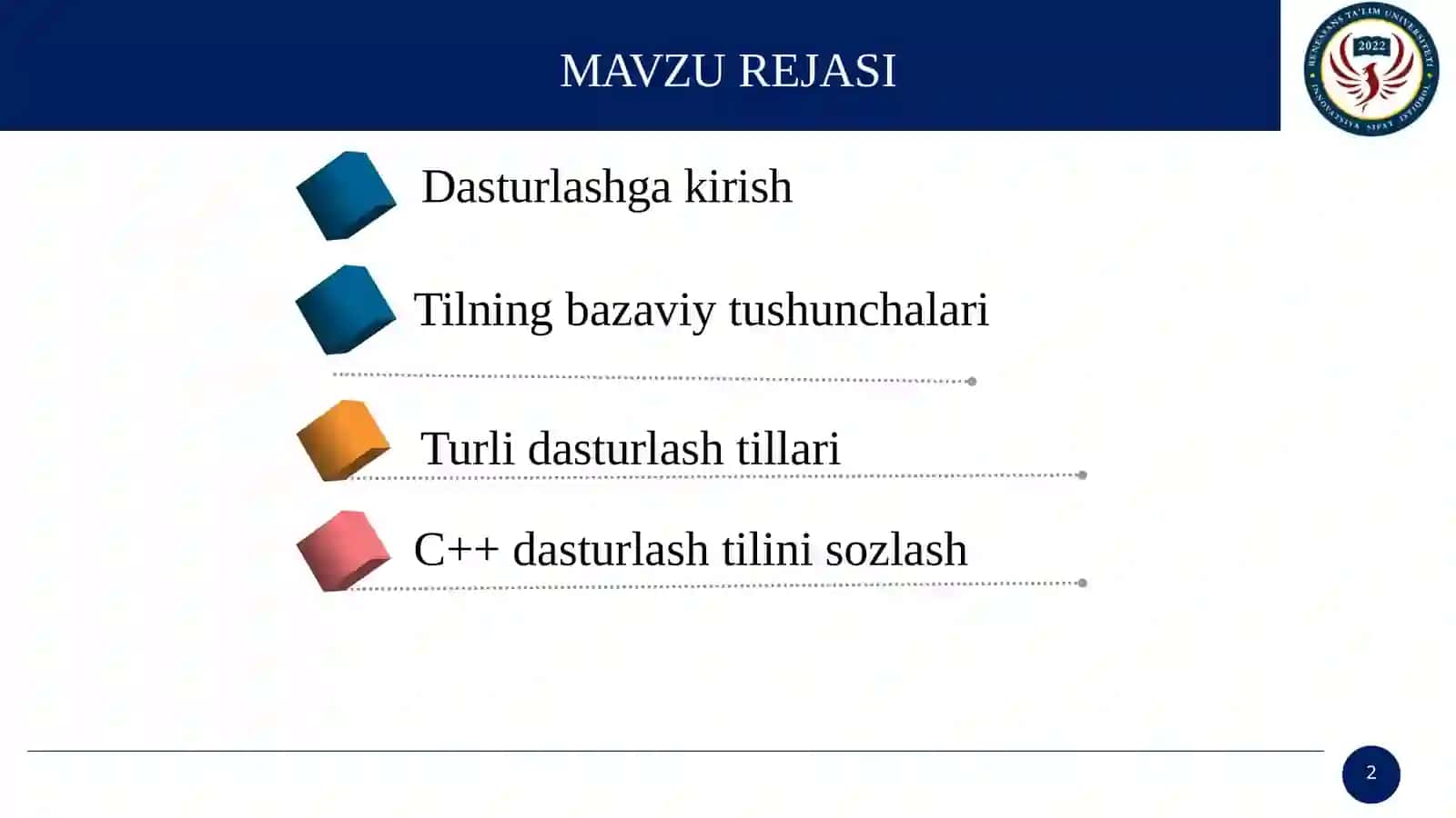 Dasturlashga kirish 2