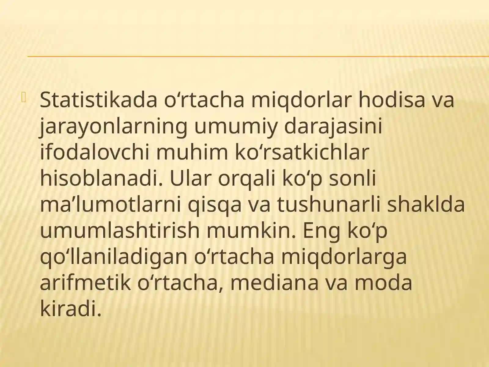 O'rtacha miqdorlar va variatsiya ko'rsatkichlari 2