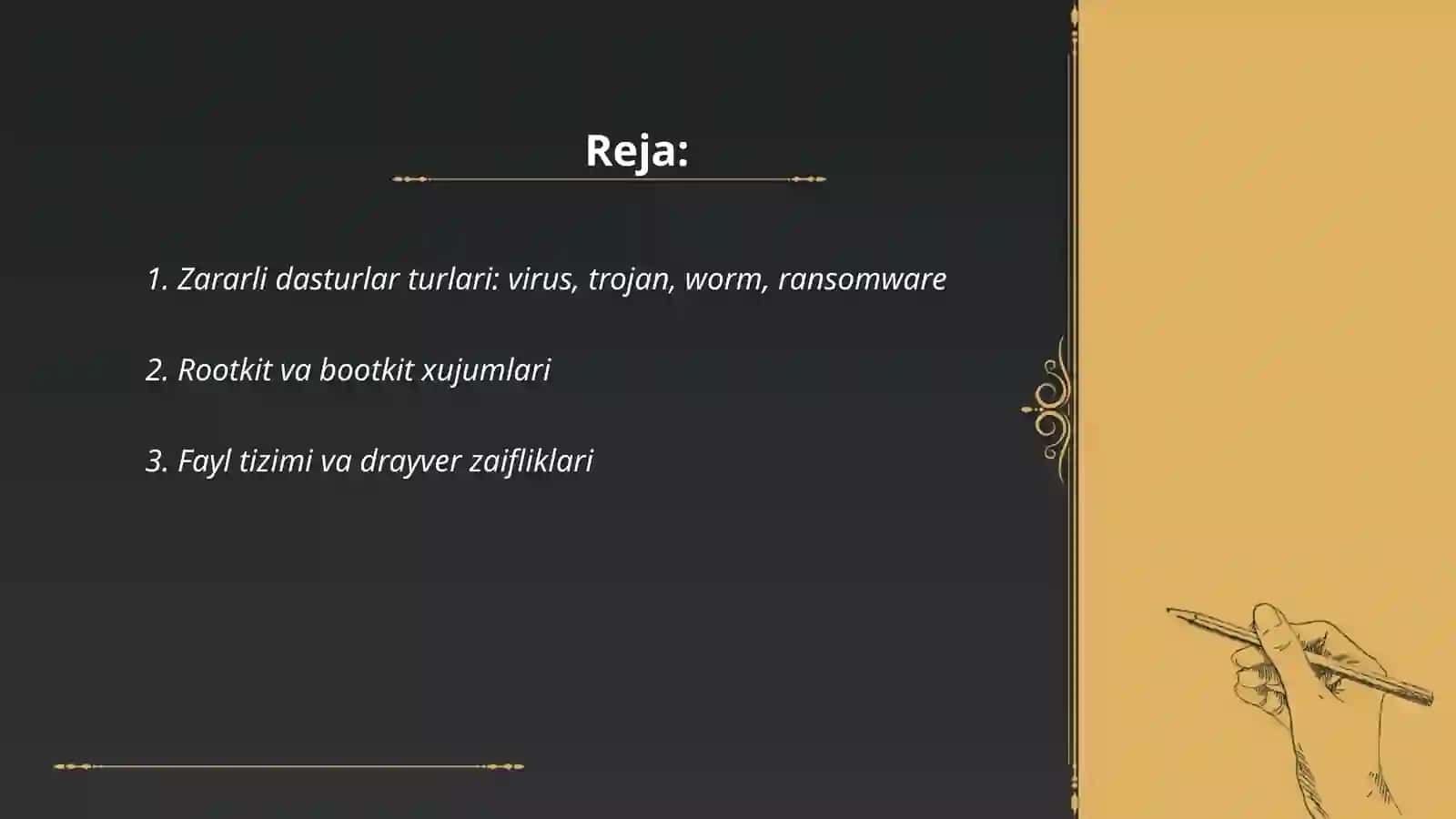 Zararli dastur va operatsion tizim xavfsizligi 2