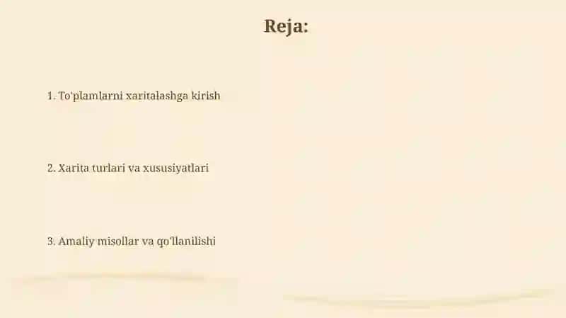 To'plamlarni xaritalashga kirish 2