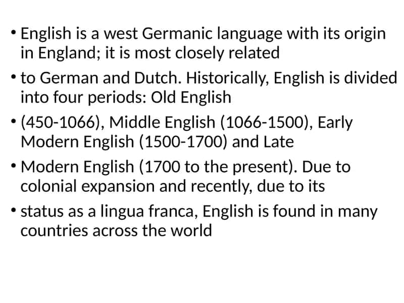 English Language Historical Periods Vocabulary 2