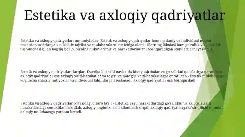 Estetika va axloqiy qadriyatlar 2