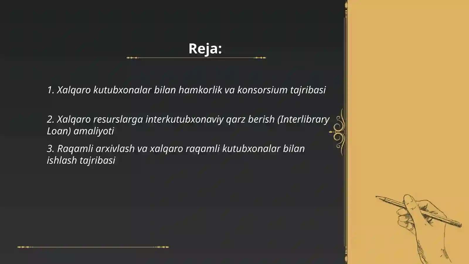 Xalqaro kutubxonalar va resurslar bilan ishlash tajribasi 2