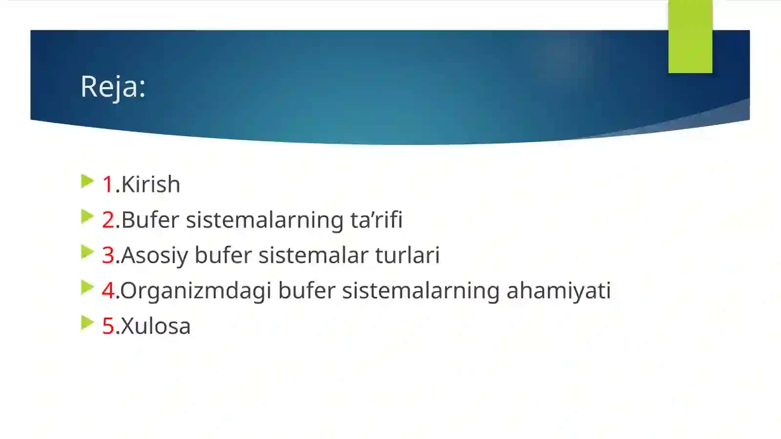 Bufer sistemalar va bufer sistemalarning organizmdagi ahamiyati 2