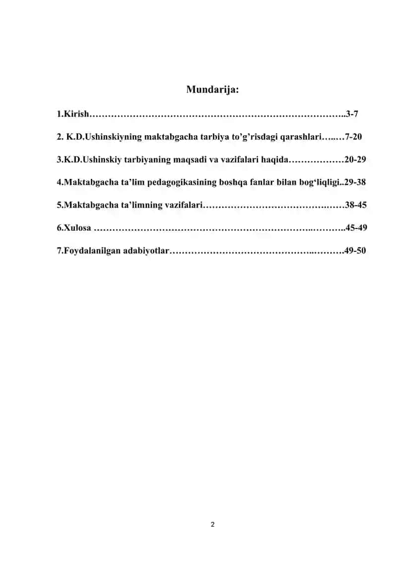 K.D.Ushinskiyning maktabgacha tarbiya to’g’risdagi qarashlari 2