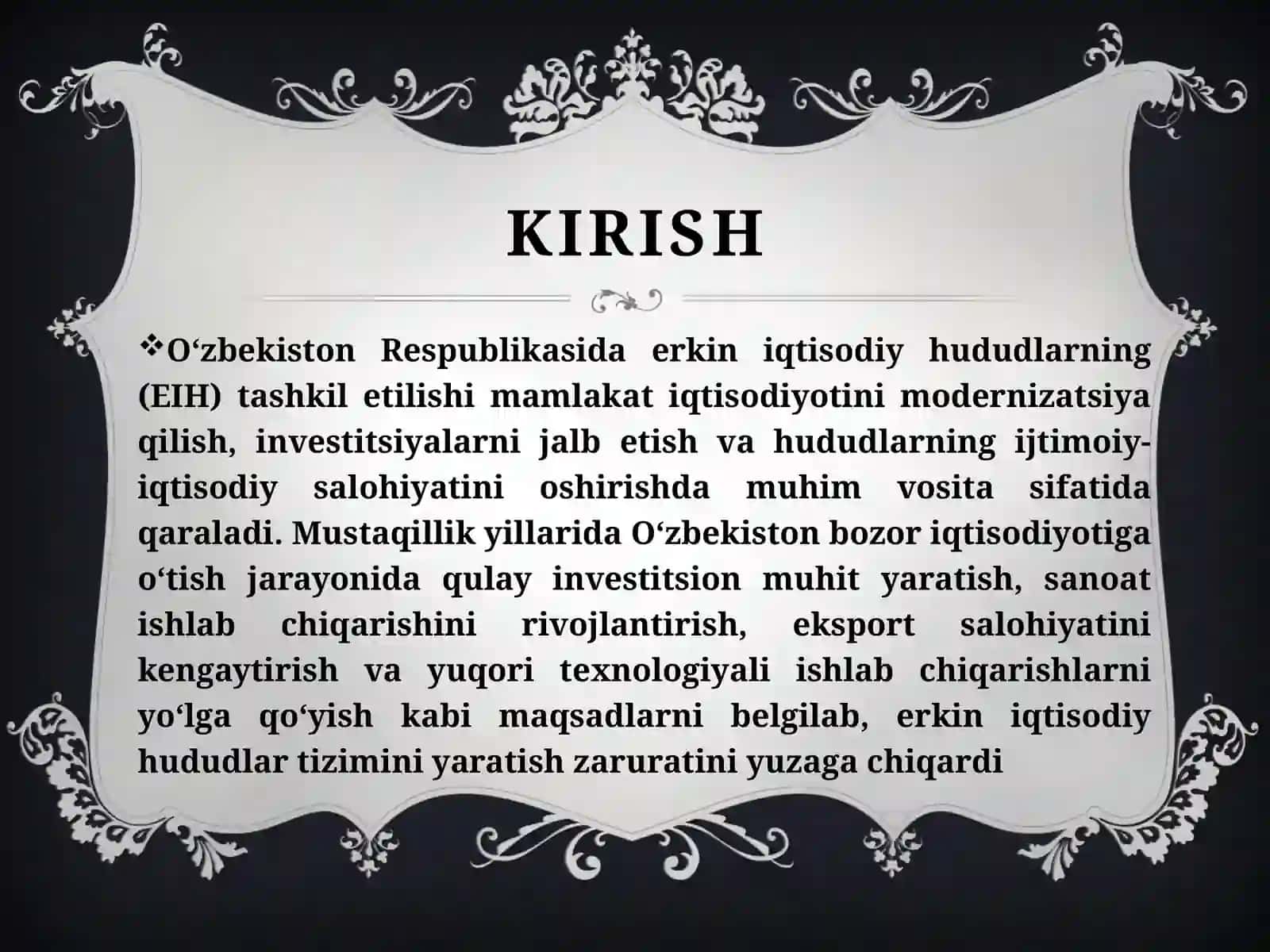 O‘zbekistonda erkin iqtisodiy hududlarning yaratilishi 2