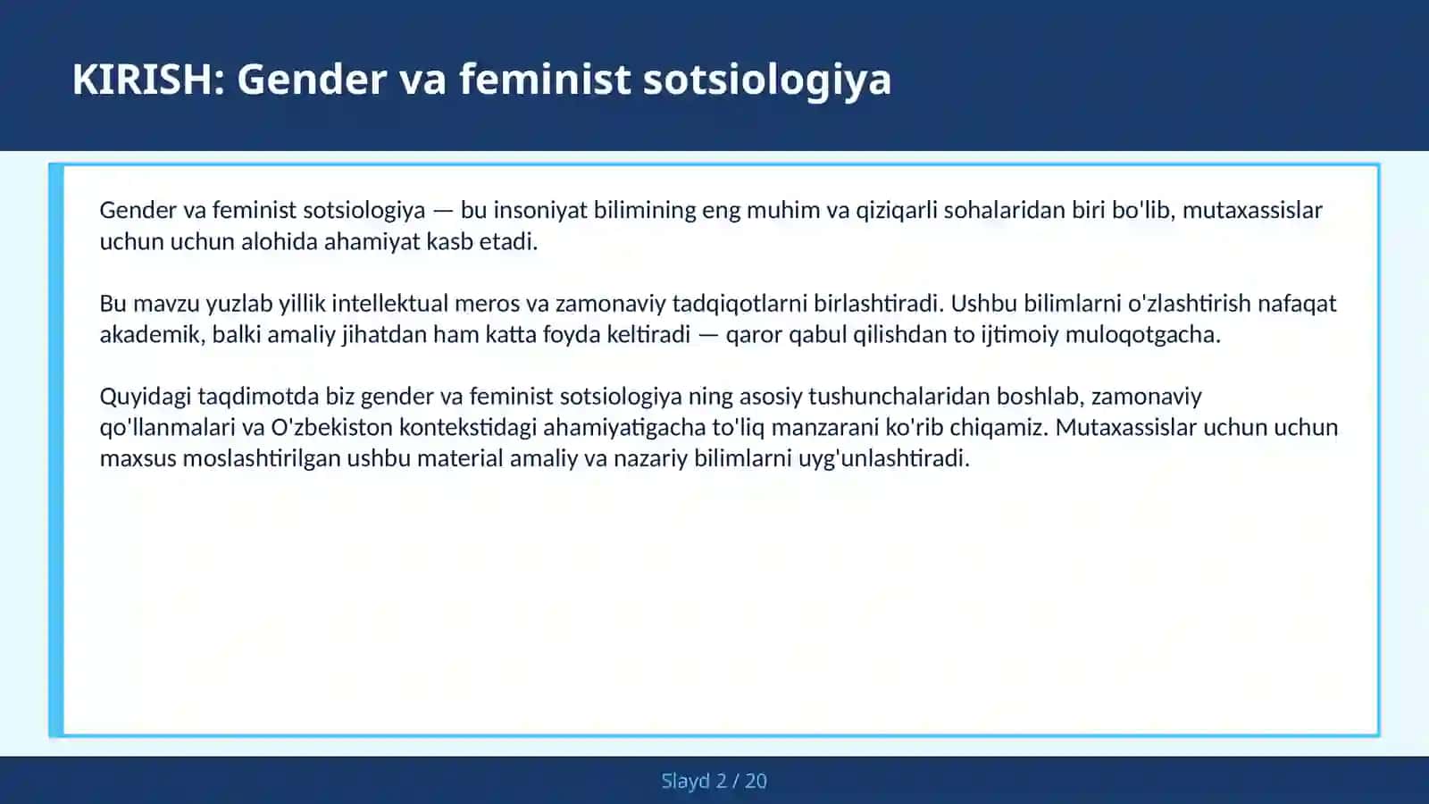 GENDER VA FEMINIST SOTSIOLOGIYA 2