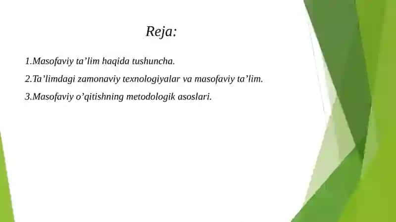 Masofaviy ta'lim texnologiyasi 2