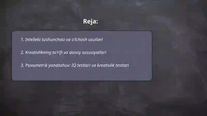 Intellekt va kreativlik nazariyalari 2