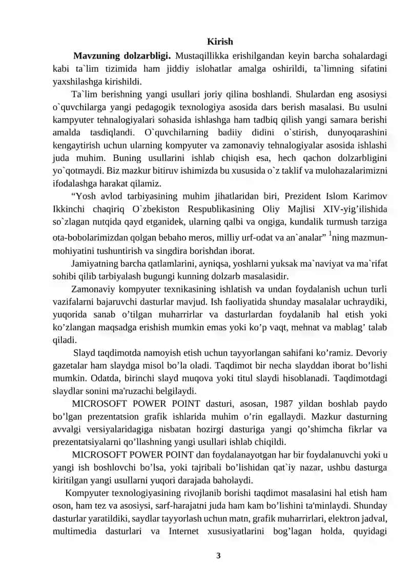 MS Power Point dasturi haqida umumiy tushuncha va unda taqdimotlar yaratish 2