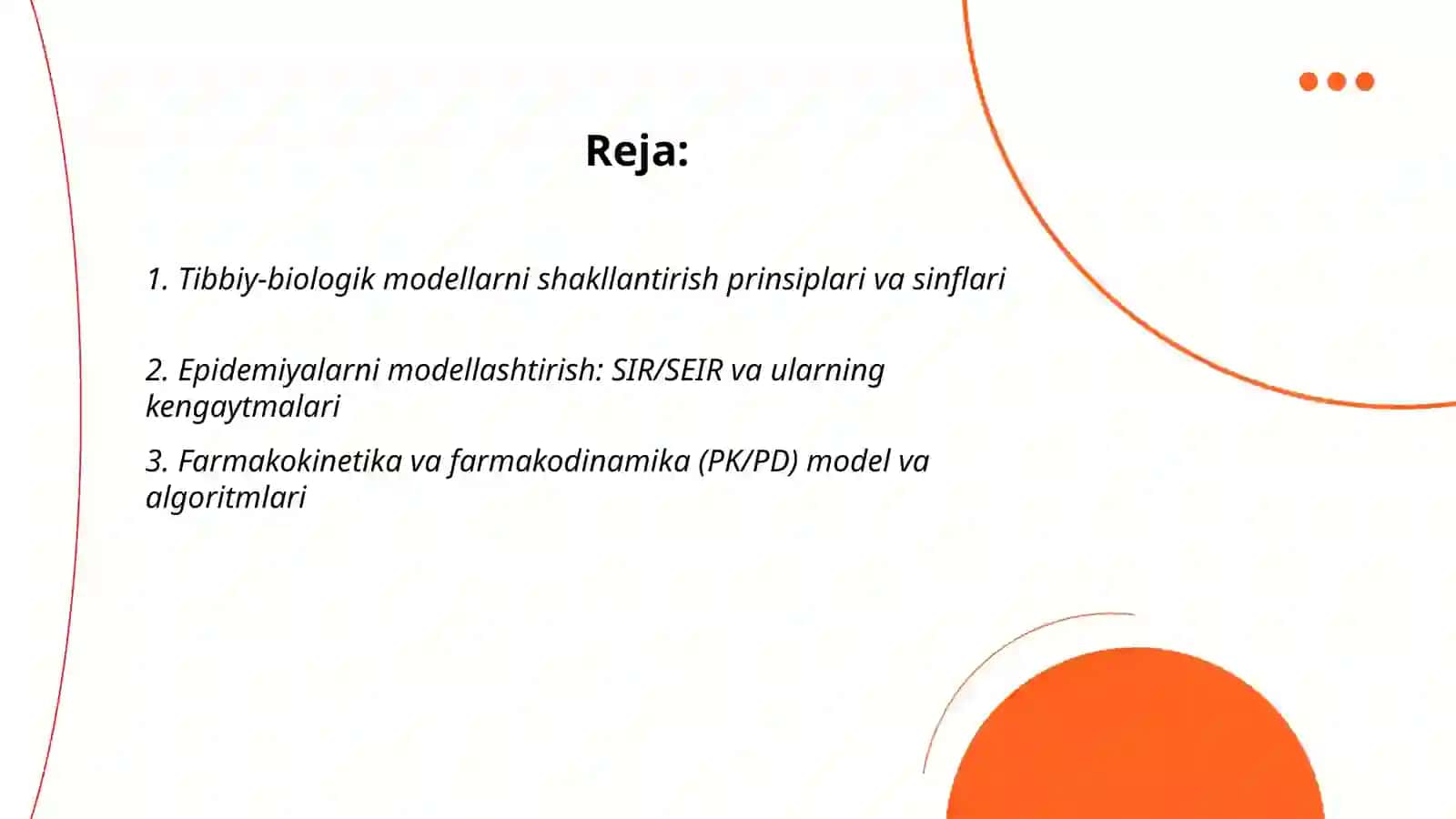Tibbiy-biologik masalalami yechishalgoritmlarini matematik modellashtirish 2