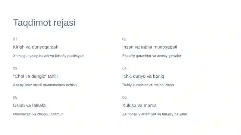 Ernest Xeminguey ijodida inson va borliq muammosi talqini 2