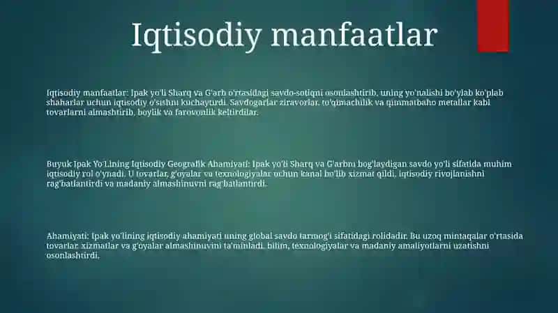 Buyuk Ipak Yo'Lining Iqtisodiy Geografik Ahamiyati 2