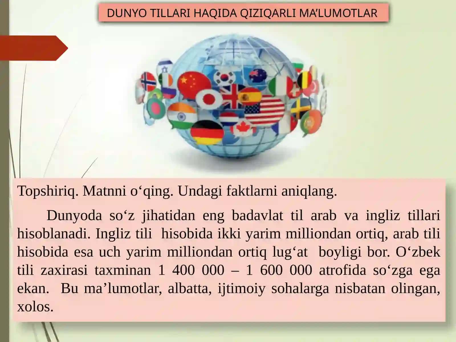 DUNYO TILLARI HAQIDA QIZIQARLI MA’LUMOTLAR 2