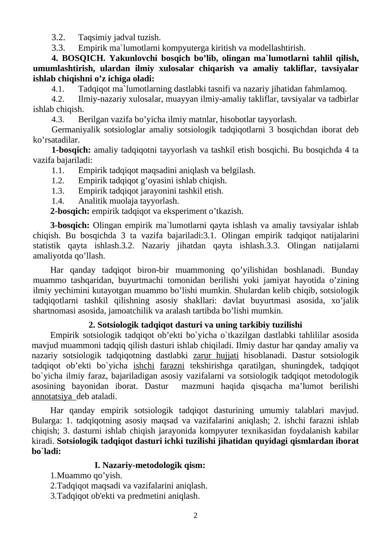 2-mavzu: Ijtimoiy ishda sotsiologik tadqiqot muammosi va strategik rejasini asoslash 2