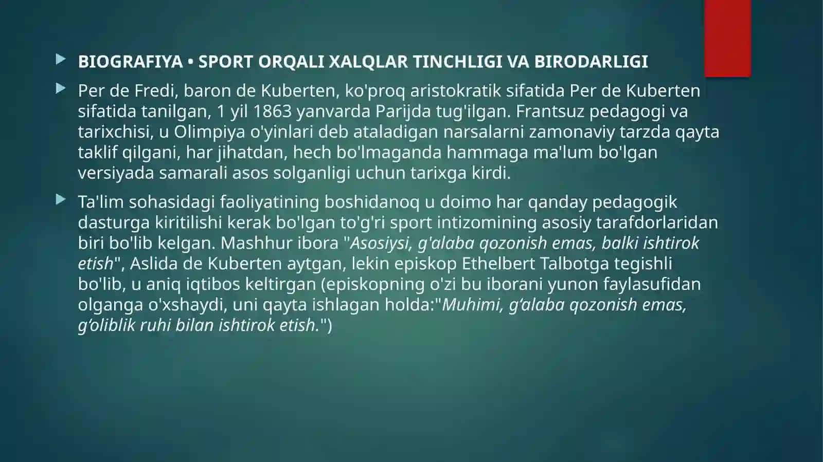 Pyer de Kuberten hayoti va faolyati 2