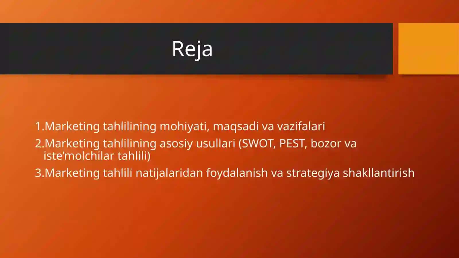 Marketing tahlili usullari 2