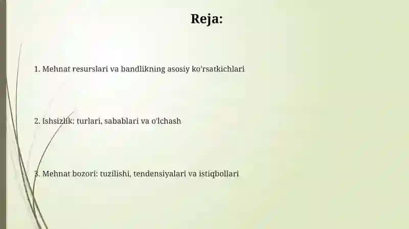 Mehnat Resurslari va Bandlikning Asosiy Ko'rsatkichlari 2