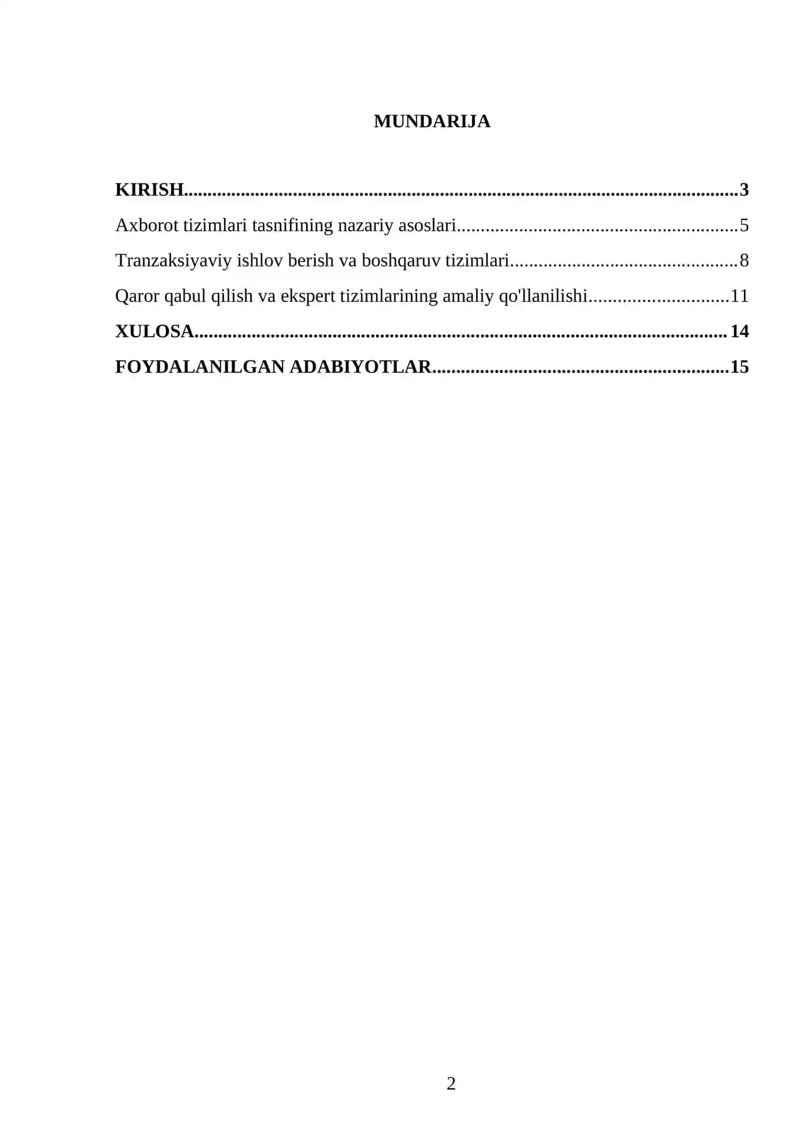 Axborot tizimlarining turlari 2