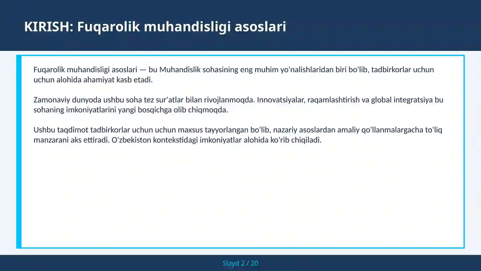 FUQAROLIK MUHANDISLIGI ASOSLARI 2