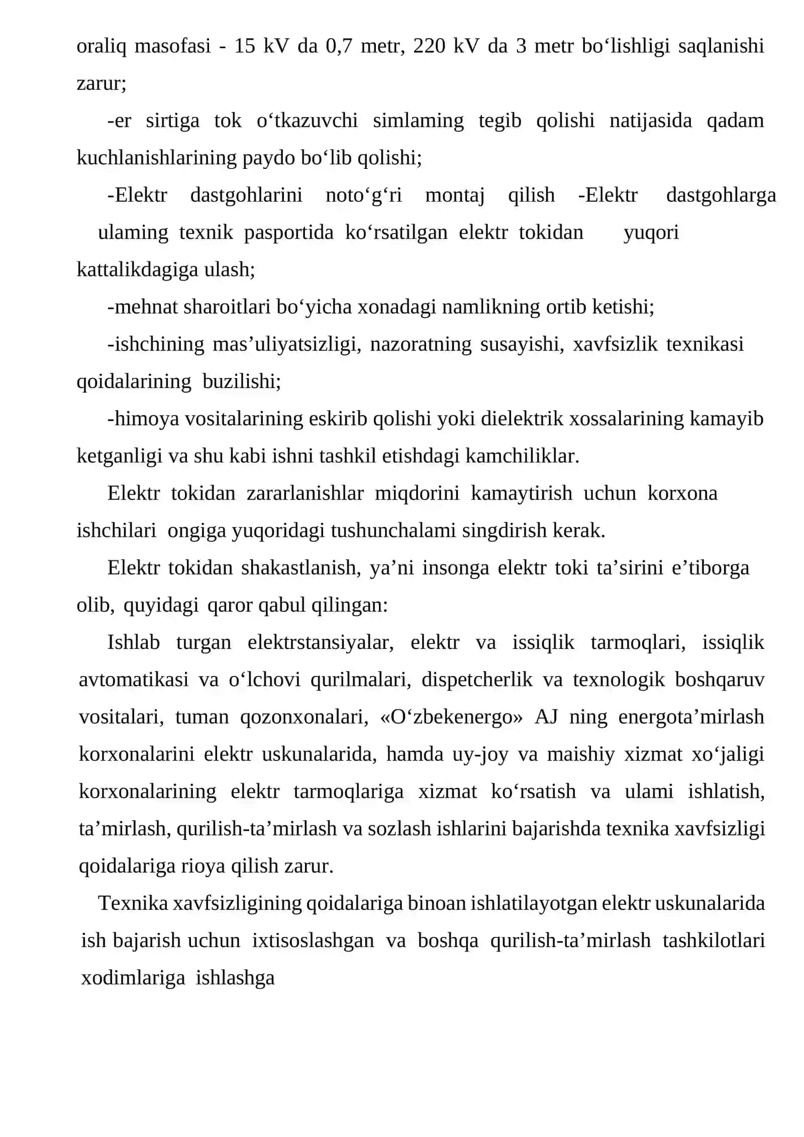 Konchilik korxonalarida elektr energiya va elektr uskunalardan foydalanishda sodir bo’ladigan jarohatlanish xolatlarini belgilovchi va ularga ta’sir ko’rsatuvchi omillar 2