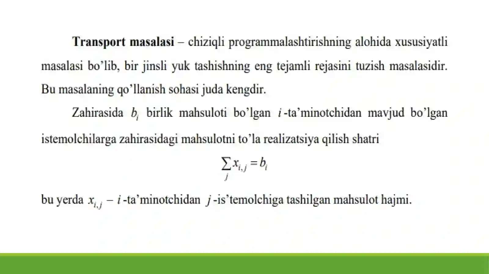 Transport masalasi 2