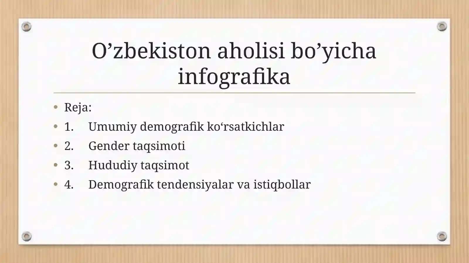 O’zbekiston aholisi bo’yicha infografika ✂️ 2