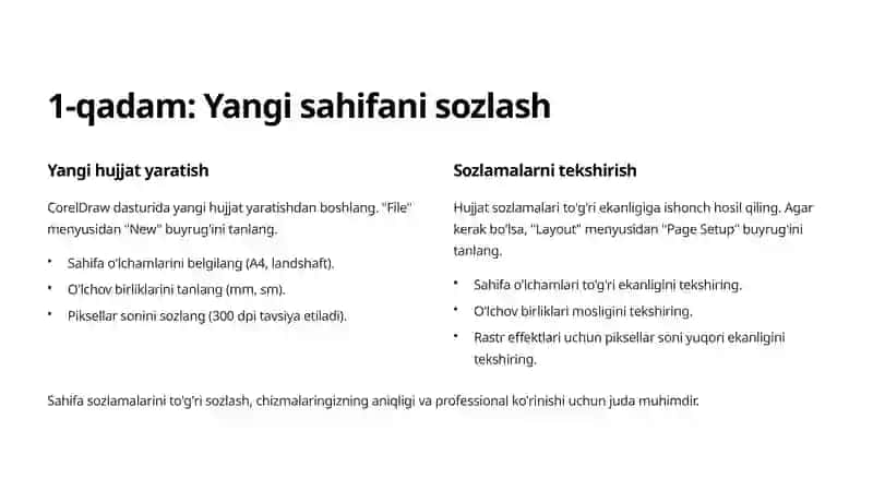 CorelDraw dasturida yo'l to'shamasi ko'ndalang kesmini chizishga kirish 2