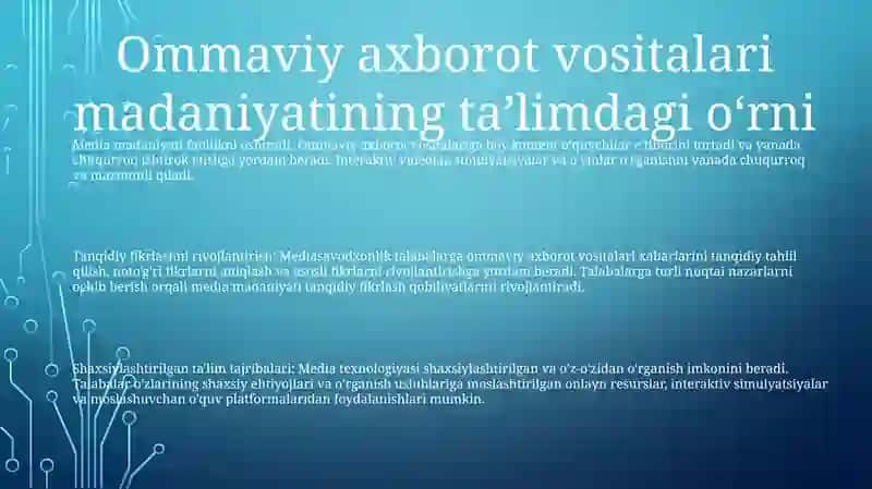 Media Madaniyat Va Innovatsion Pedagogik Texnologiyalar 2