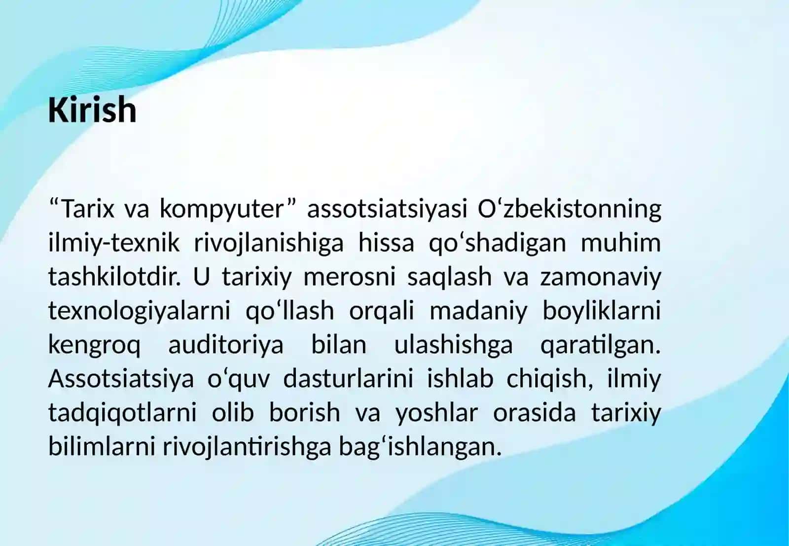 Tarix va kompyuter assotsiatsiyasi faoliyati 2