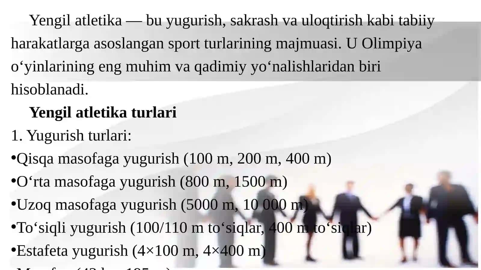 YENGIL ATLETIKA HAQIDA MA’LUMOT VA FAKTLAR 2