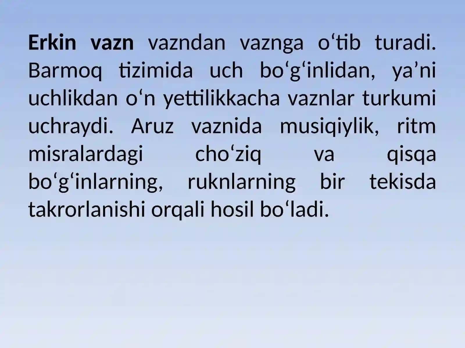 Erkin vazn haqida 2
