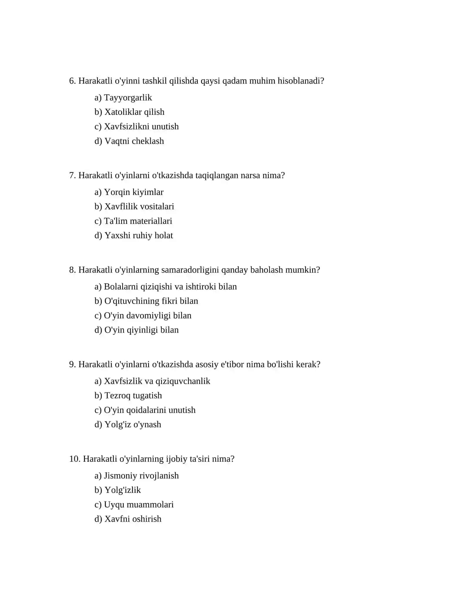 Harakatli óyinlarni tashkil qilish va ótkazish 2