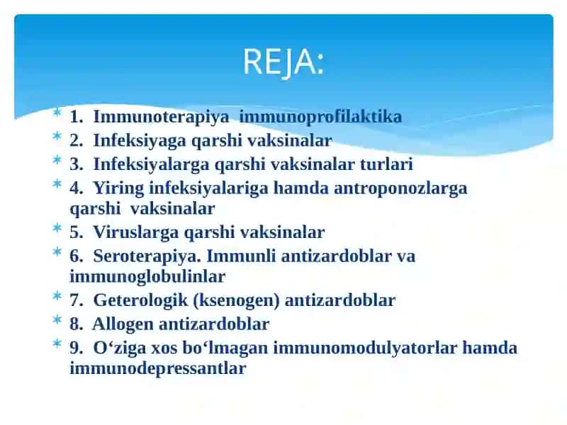 IMMUNOTERAPIYA VA IMMUNOPROFILAKTIKA. SEROTERAPIYA 2