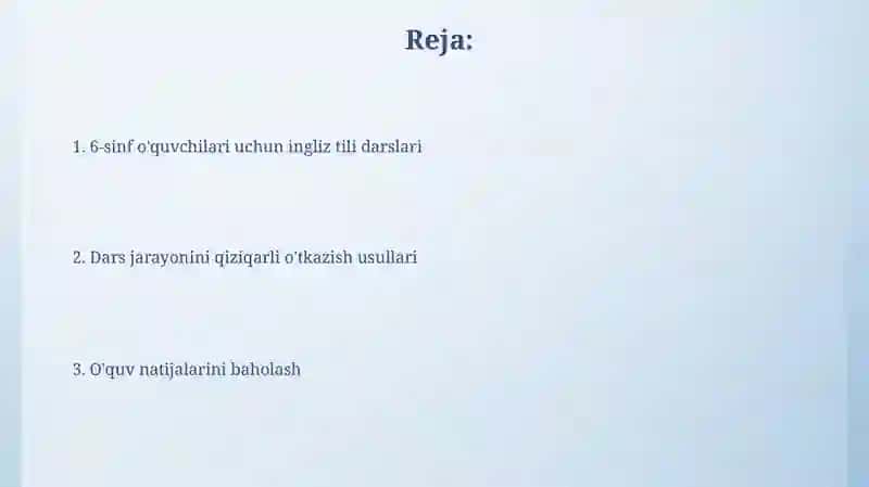 Maktabda ingliz tili darsi 6-sinflar uchun 2