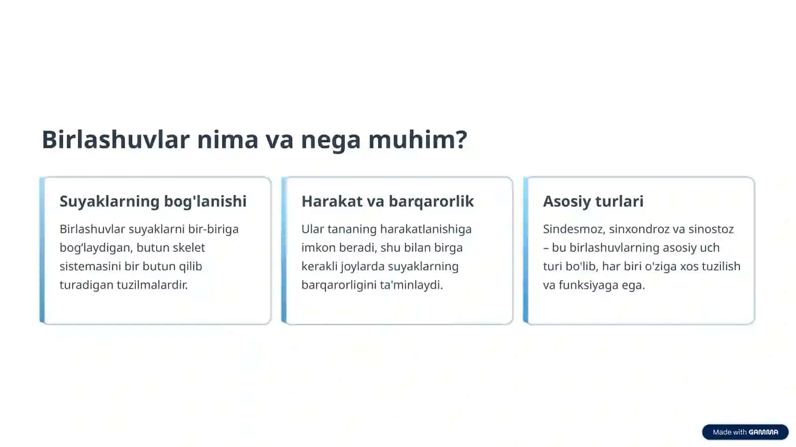 Sindesmoz, Sinxondroz va Sinostoz: Birlashuvlarning Turlari va Ahamiati 2