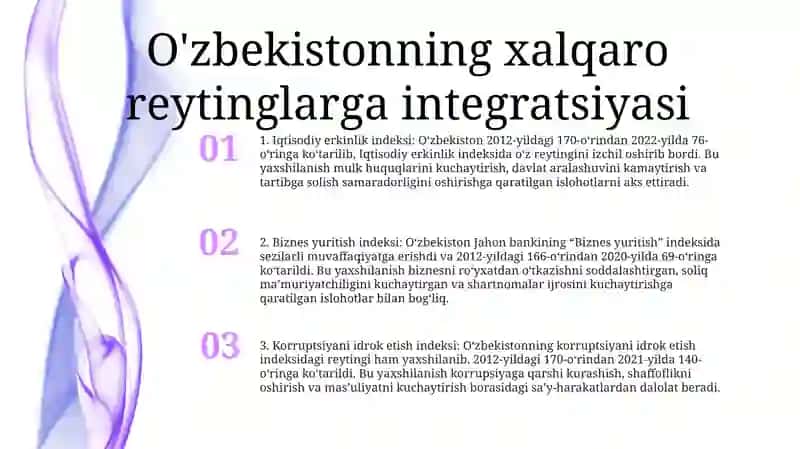 Iqtisodiy Va Ijtimoiy Sohadagi Ustuvor Xalqaro Reytinglar Va Ularga O'Zbekistonning Integrallashuvi 2