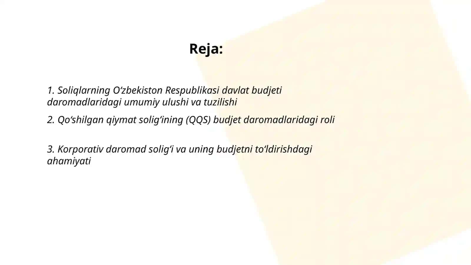 Davlat Budjeti Daromadi va Soliqlar 2